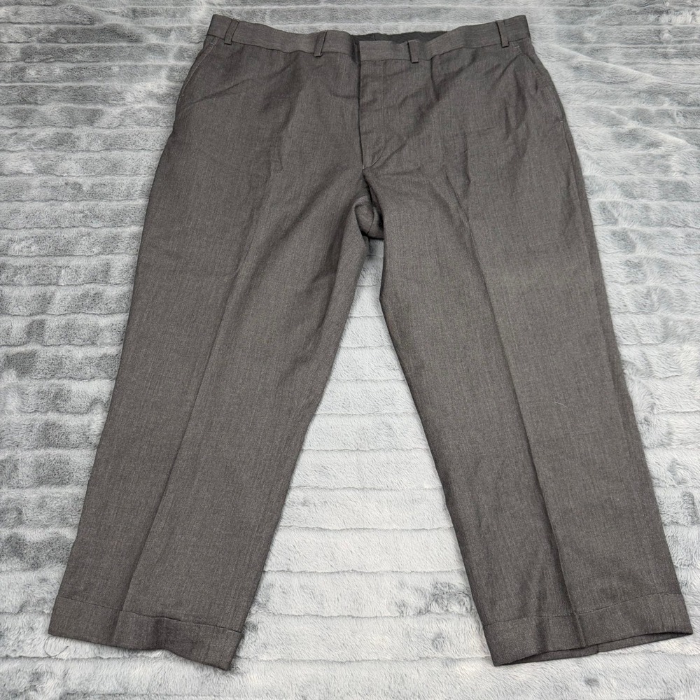 Kenneth Cole New York Mens 46R Wool Dress Pants Gray Cuffed Flat Front ML504